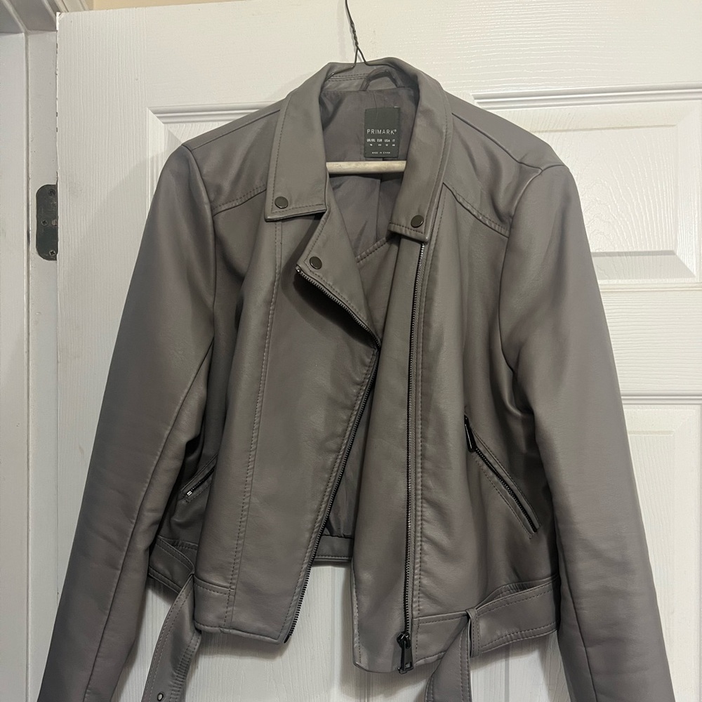 Faux leather gray women’s jacket